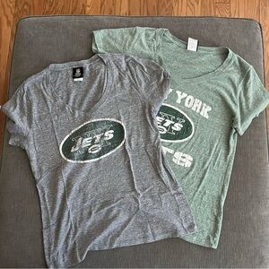 TWO Womens NFL NY JETS Soft V Neck Tees Size XL